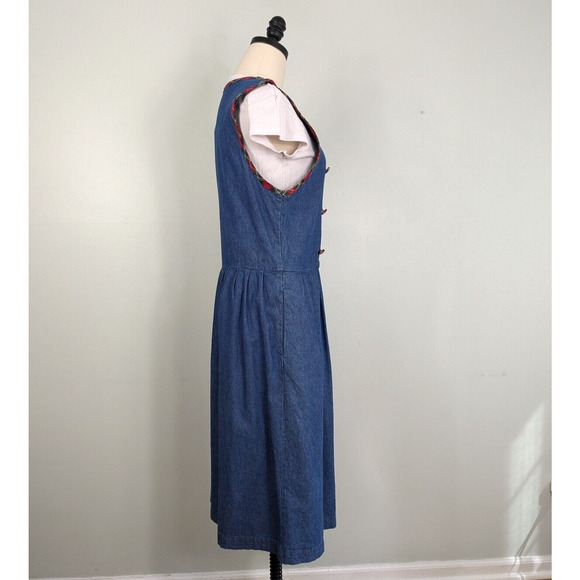 Talbots Midi Jumper Dress 6P Blue Denim Tartan Plaid Vintage 90s Teacher Preppy - Picture 6 of 10